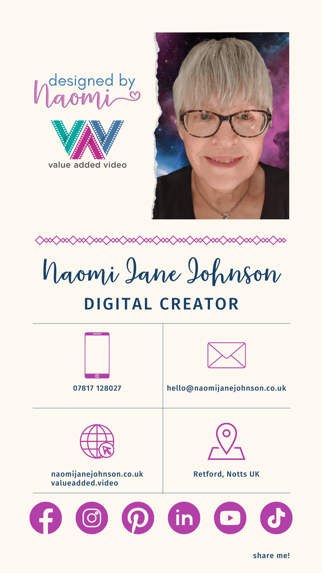 Naomi Jane Johnson digital business card