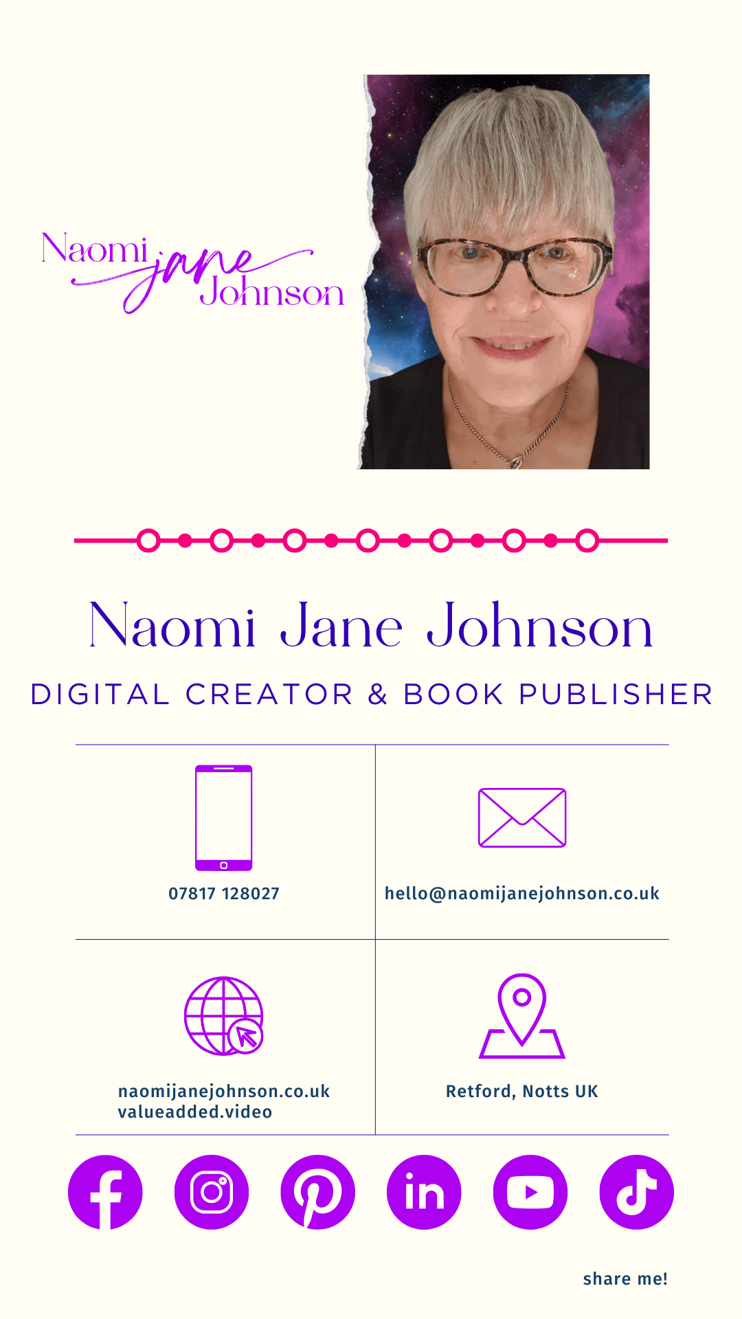 Naomi Jane Johnson digital business card